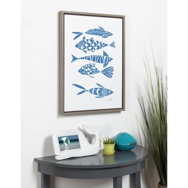 X 24 quot Sylvie Fishes Blue Framed Canvas By Giuliana Lazzerini Gray Kate amp Laurel All Things Decor