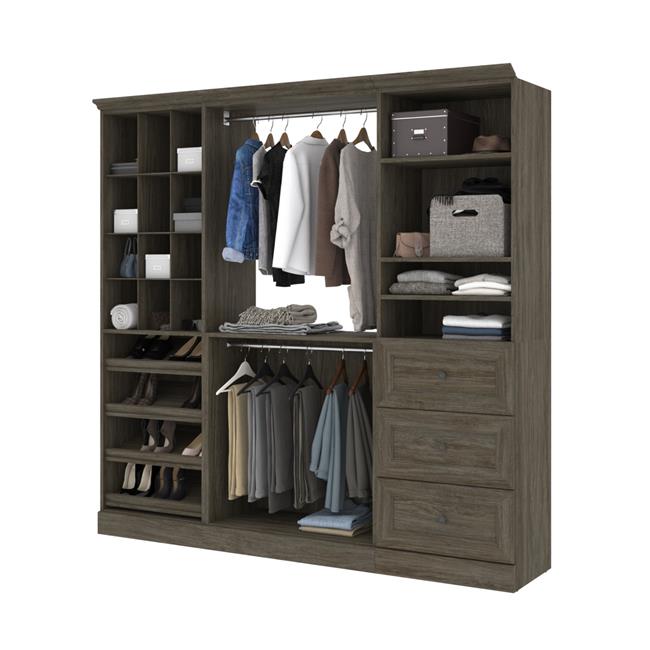 Bestar 40853-000035 86 in. Versatile Closet Organizer&#44; Walnut Gray