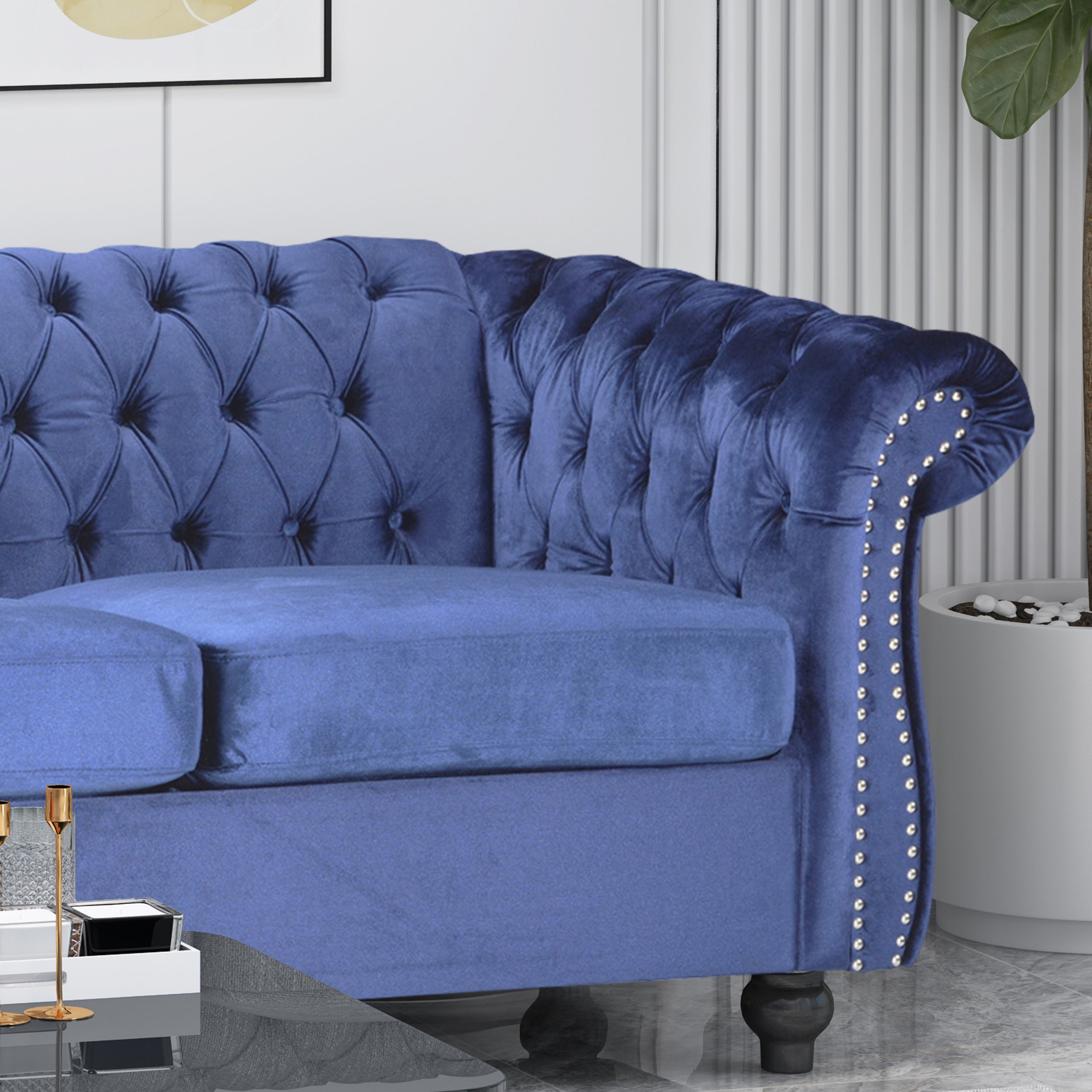 Adetokunbo Tufted Velvet Chesterfield 3 Seater Sofa