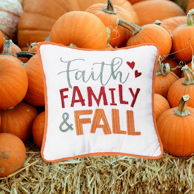 X 10 quot Faith Family And Fall Embroidered Throw Pillow