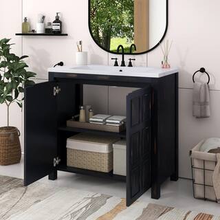 36 in. W x 18 in. D x 34 in. H Bath Vanity Cabinet without Top in Espresso Bathroom Vanity Organizer with Sink TN210E-179