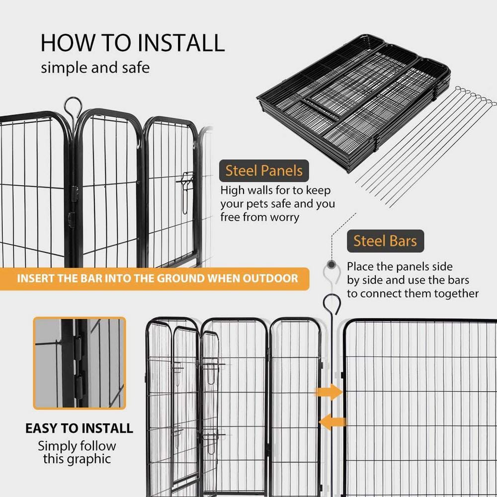 VIVOHOME Metal Foldable Wireless Pet Fence Playpen for Dogs (8-Pieces) X0029NDHBV