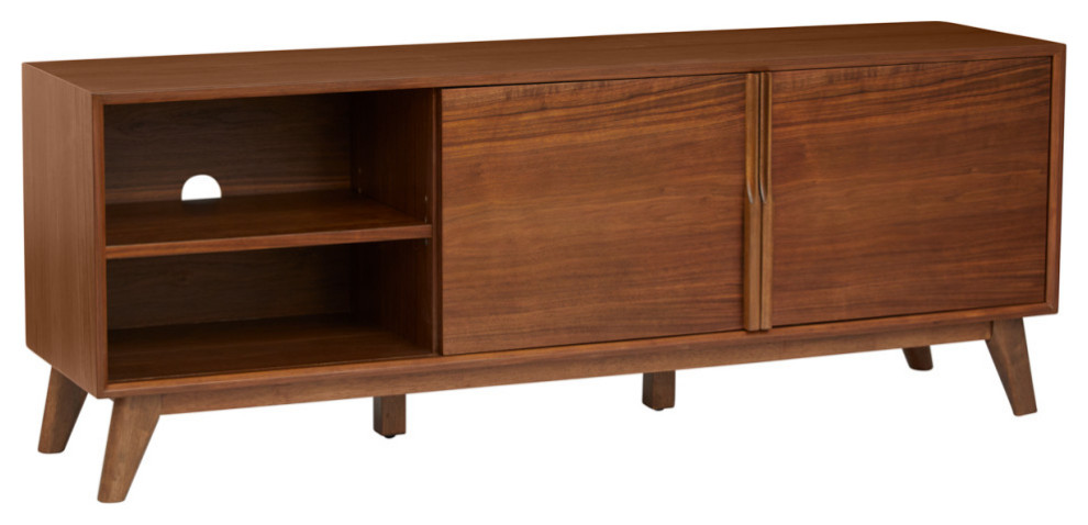 Walnut 3 Section Media Cabinet 63x24   Contemporary   Entertainment Centers And Tv Stands   by Unique Furniture  Houzz