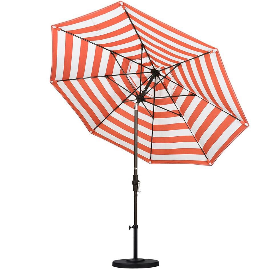 California Umbrella Sun Master Series 9 Ft Octagonal Aluminum Collar Tilt Patio Umbrella W/ Crank Lift and Fiberglass Ribs