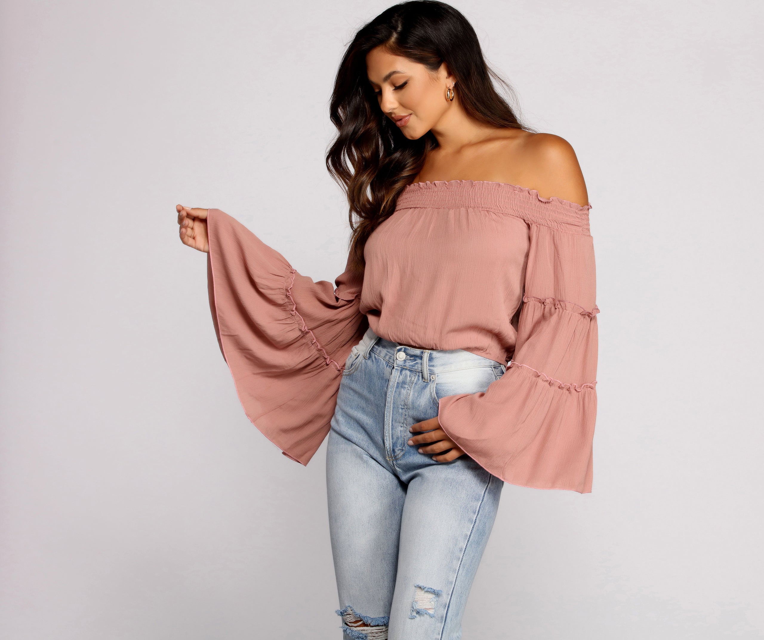 Flowy Feels Off The Shoulder Crop Top