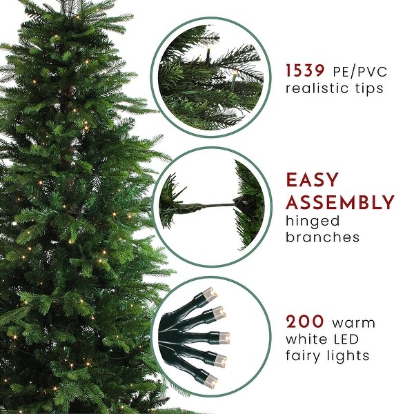 6' PreLit Potted Oregon Noble Fir Slim Artificial Christmas Tree