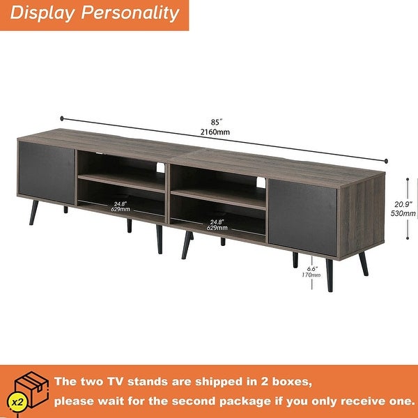 Mid Century Modern TV Stand for up to 85 inch 2 in 1 Entertainment Center