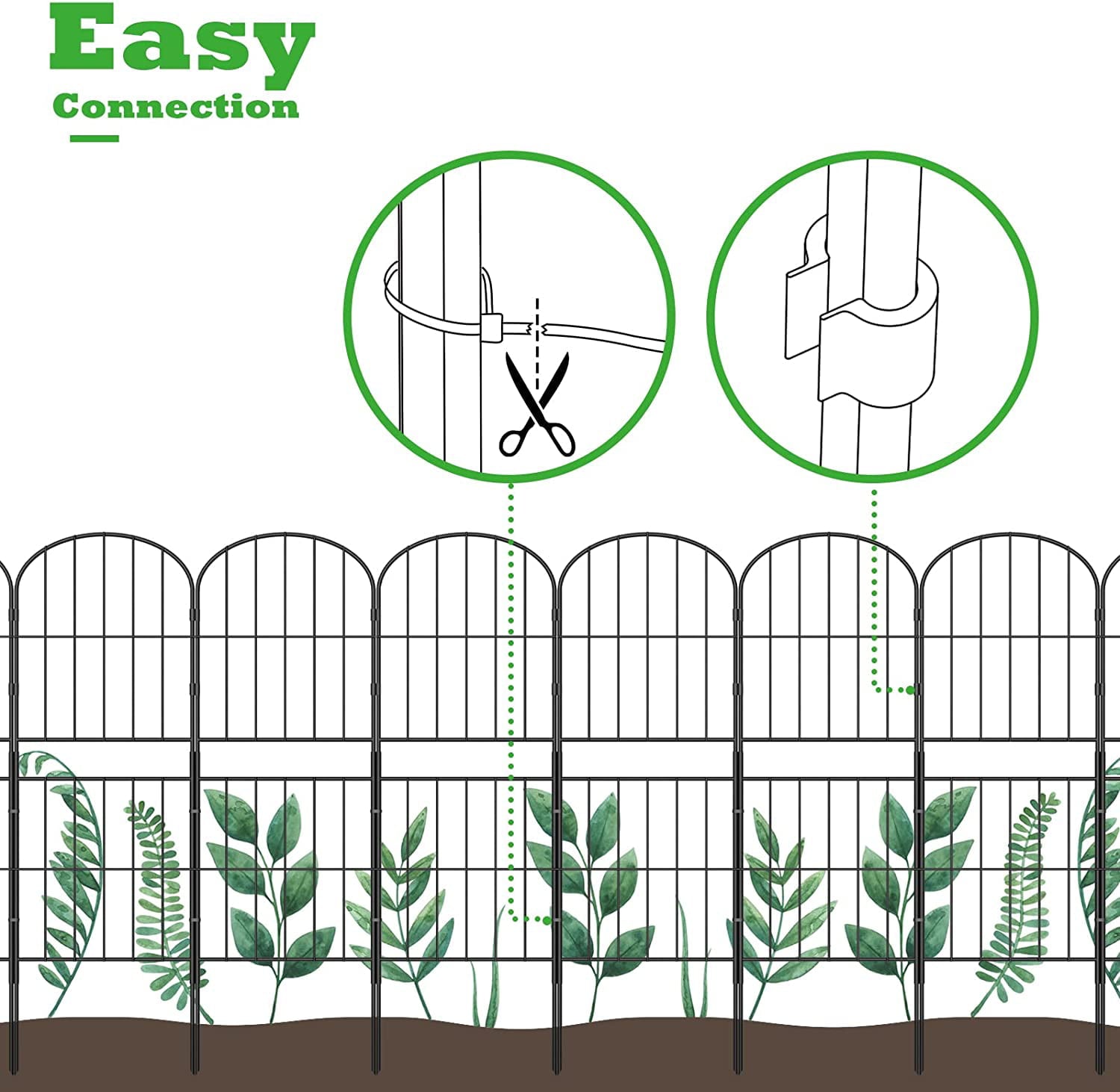 Decorative Garden Fence No Dig Fencing 10 Pack, 37.5in (H) x 10ft (L) Rustproof Metal Wire Panel Border