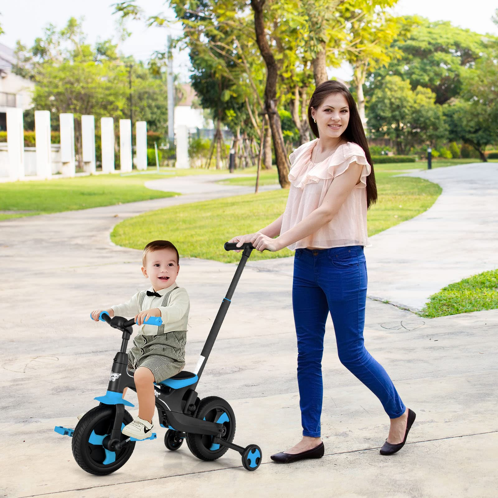 5 in 1 Toddler Tricycle, Folding Kids Trike Baby Balance Bike