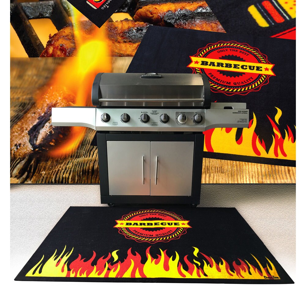 Doortex  BBQ Mat  Under Grill Mat  Fire Retardant and Flame Resistant Mat with Flame Design  Size 39\