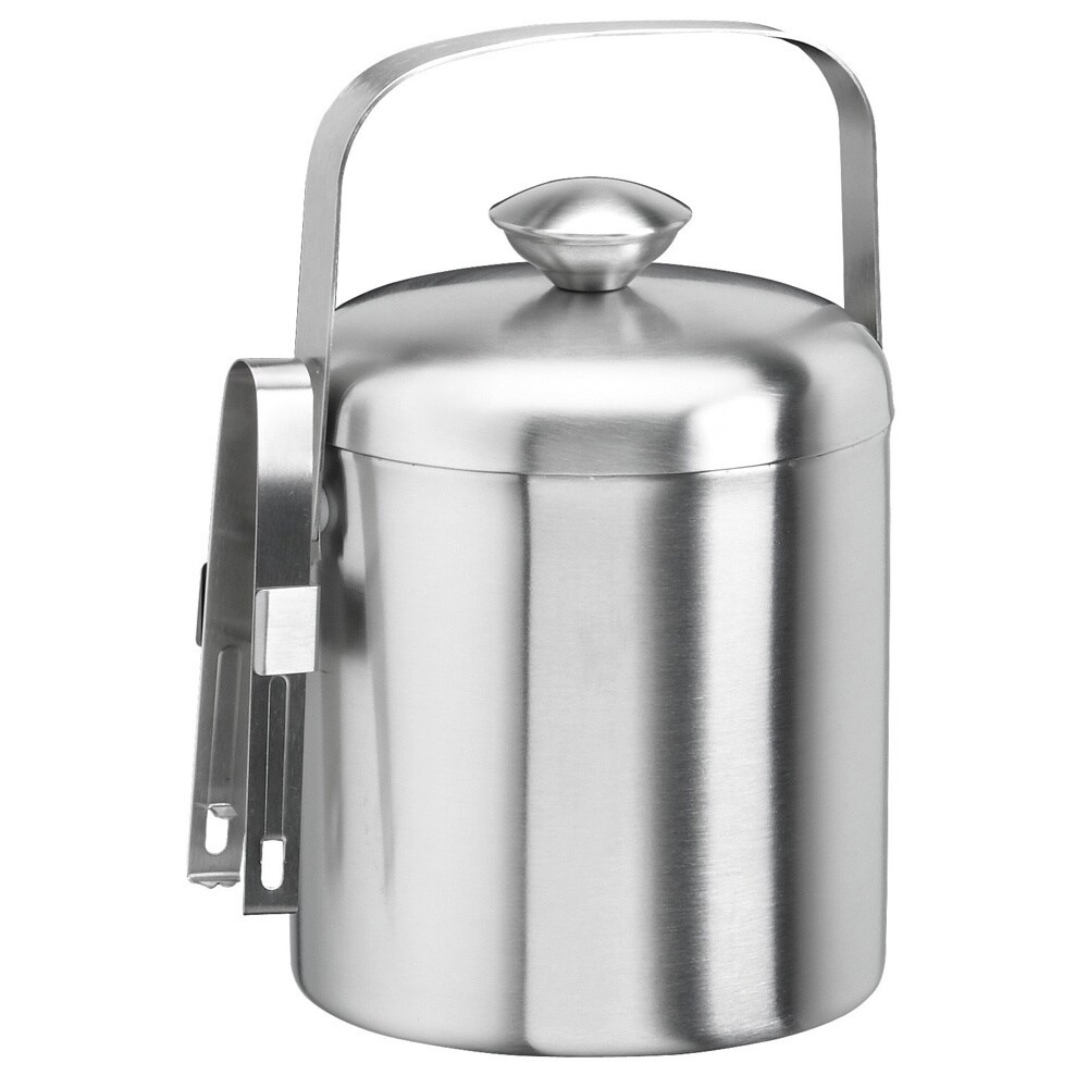 1.5 quart Brushed Stainless Steel Ice Bucket with Tongs