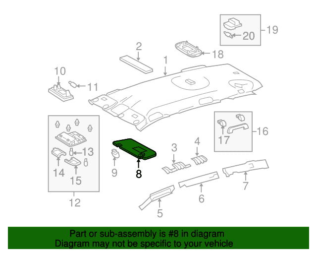 Genuine OE Toyota Sun-Visor - 74310-42452-E1