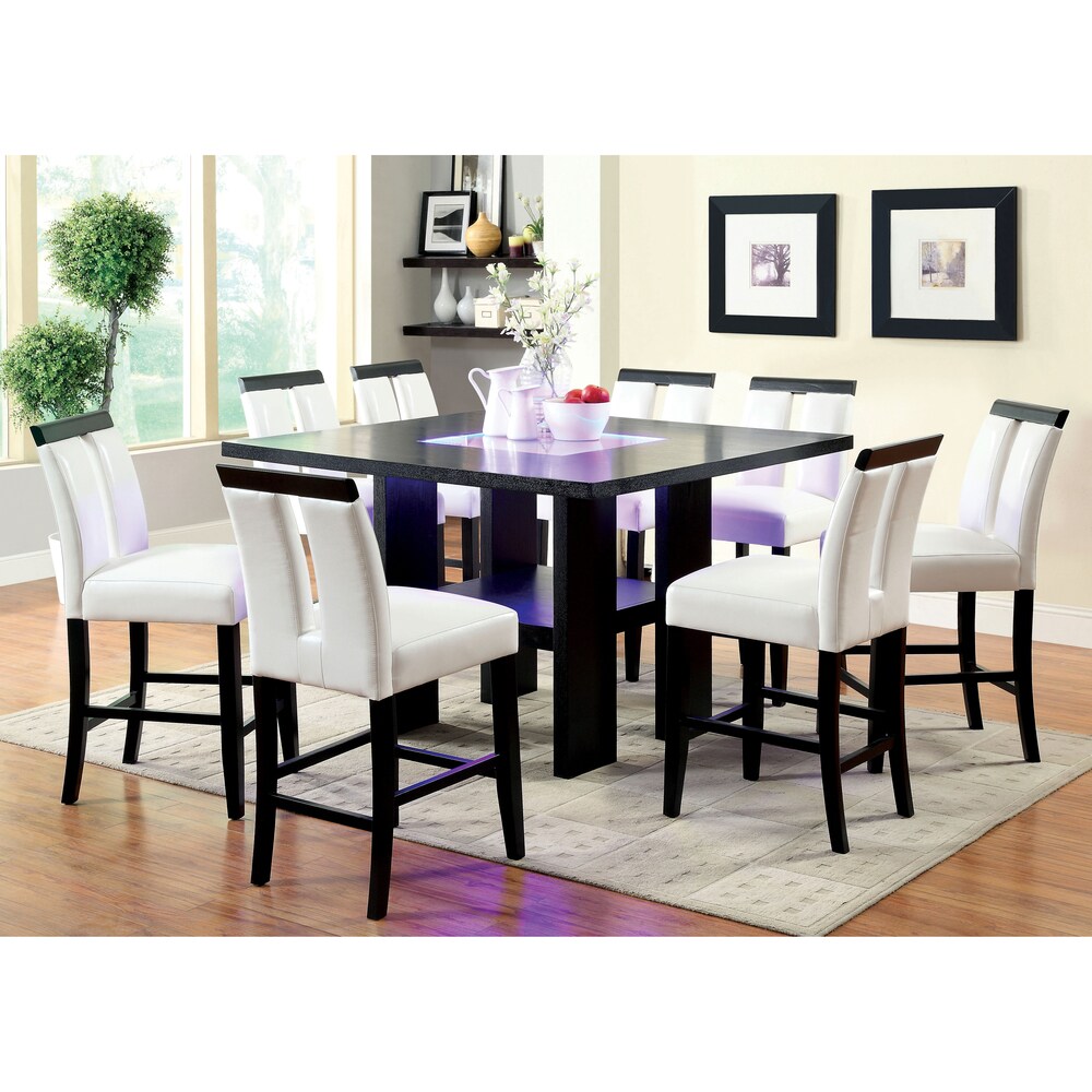 Blanton Modern Black Wood 9 Piece Counter Height Dining Set by Furniture of America