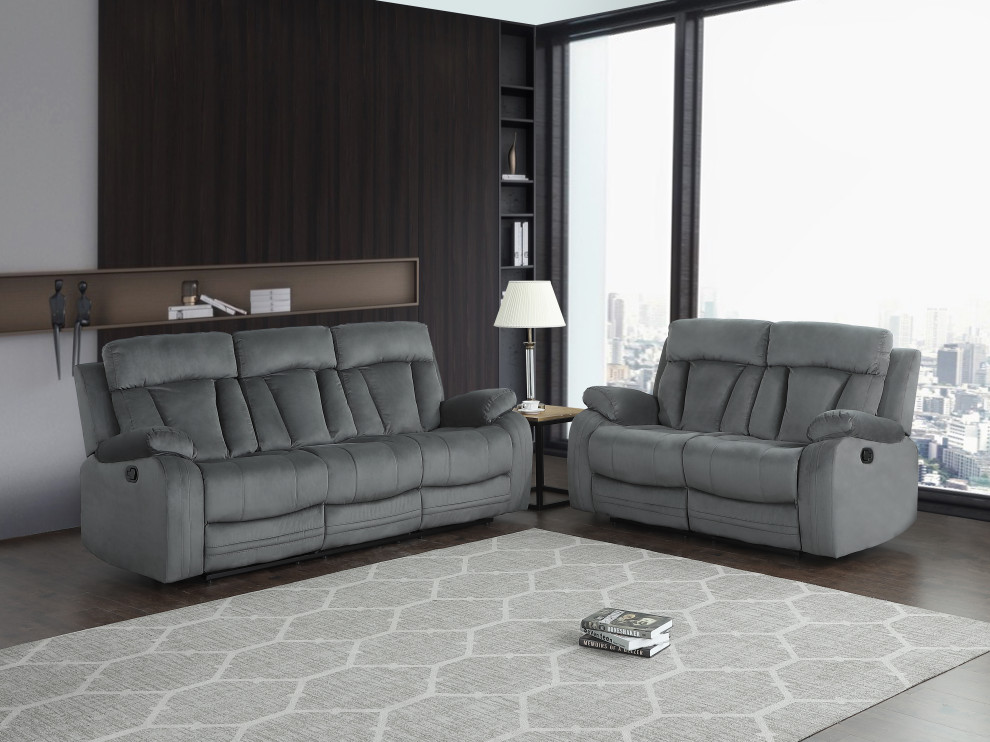 Axel Contemporary Microfiber Recliner 2 Piece Set   Transitional   Living Room Furniture Sets   by Luxuriant Furniture  Houzz