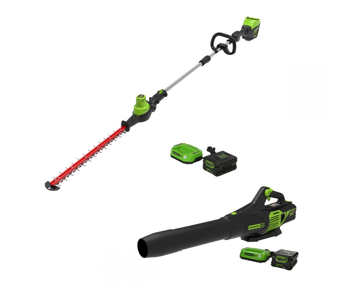 Pro 60V Pole Hedge Trimmer  Blower Kit | Greenworks Tools