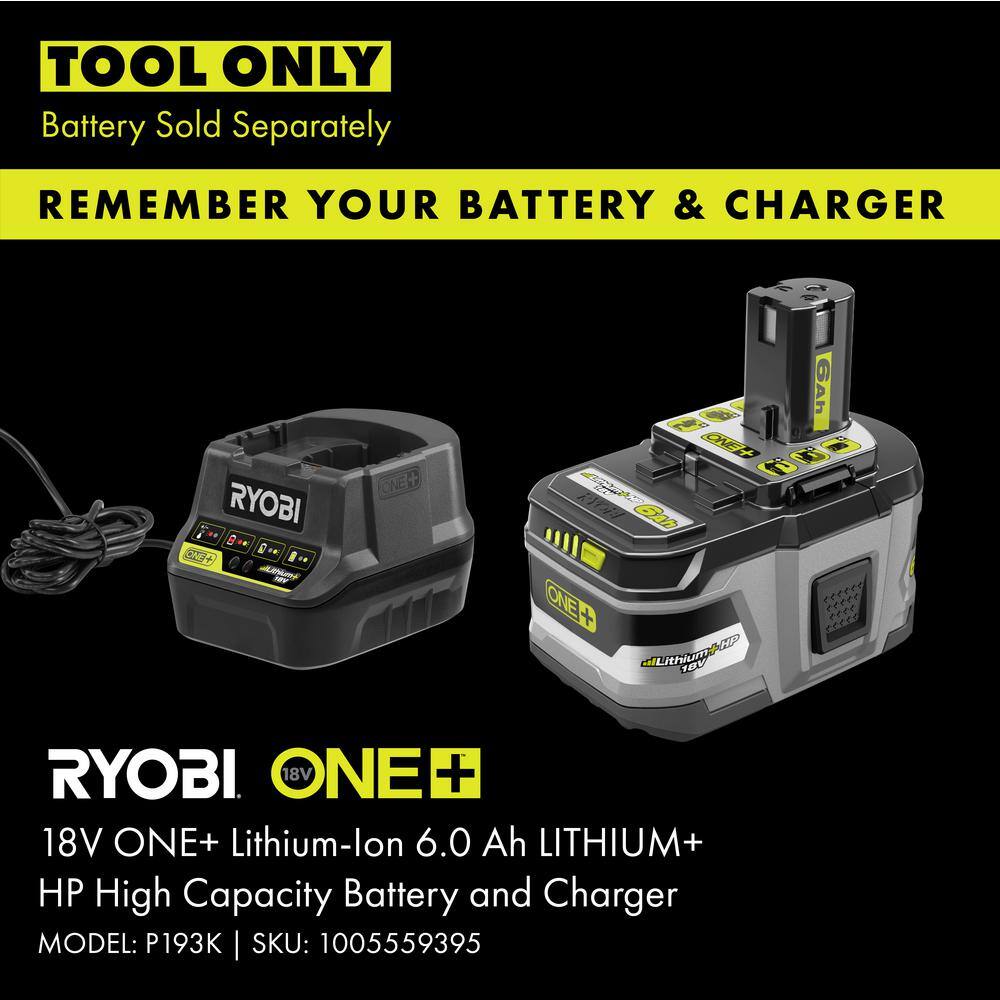 RYOBI ONE+ HP 18V Brushless 110 MPH 350 CFM Cordless Variable-Speed Jet Fan Leaf Blower (Tool Only) P21012BTL