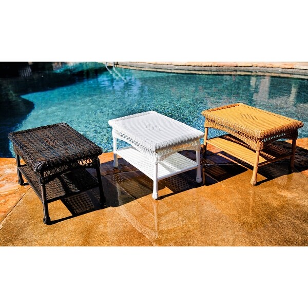 Portside Outdoor Wicker Coffee Table with Shelf