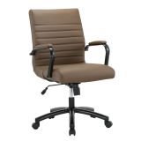 Modern Comfort Winsley Bonded Leather Mid-Back Manager's Chair， Brown/Black， BIFMA Certified