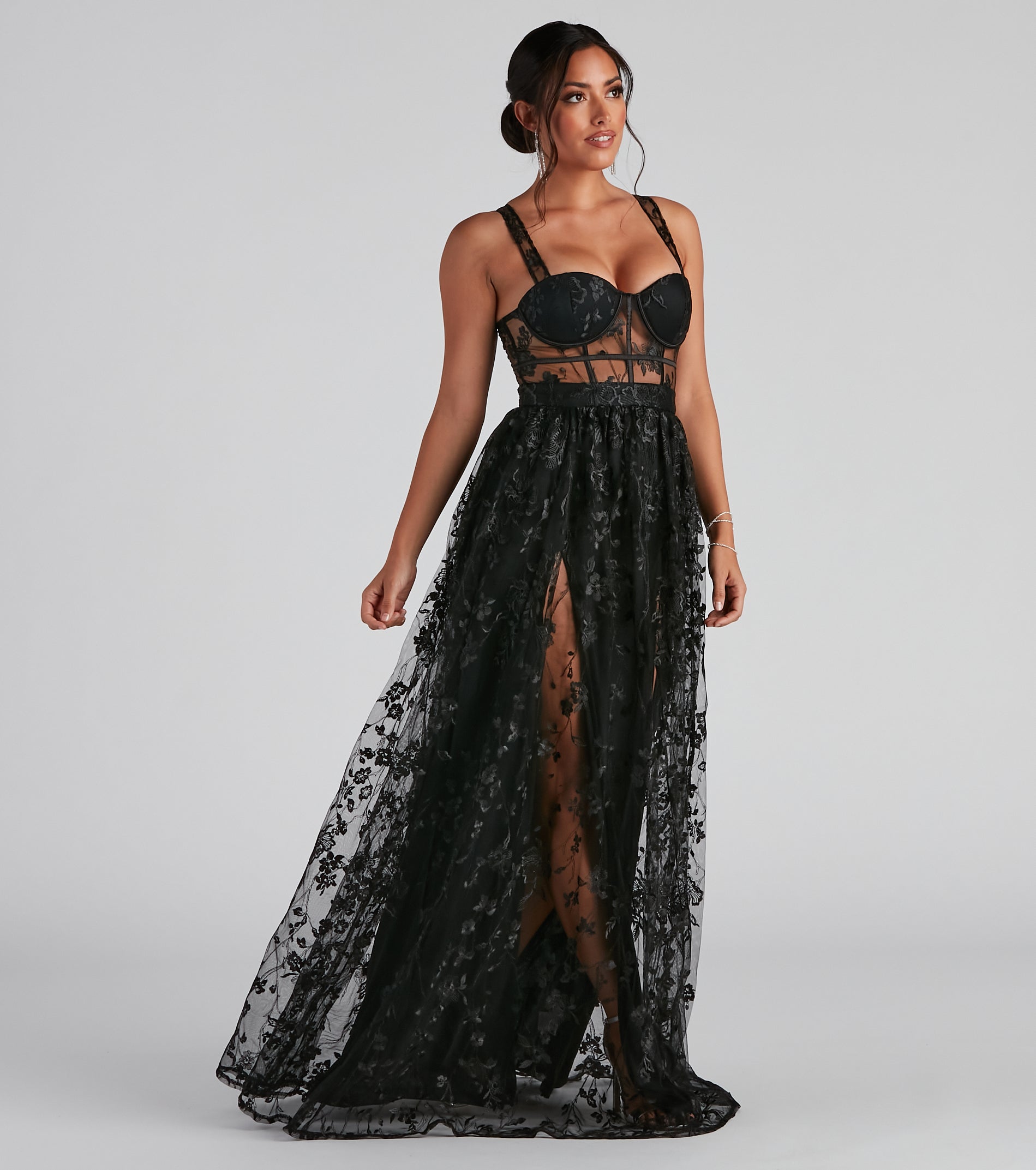 Alina Formal Illusion Lace A-Line Dress