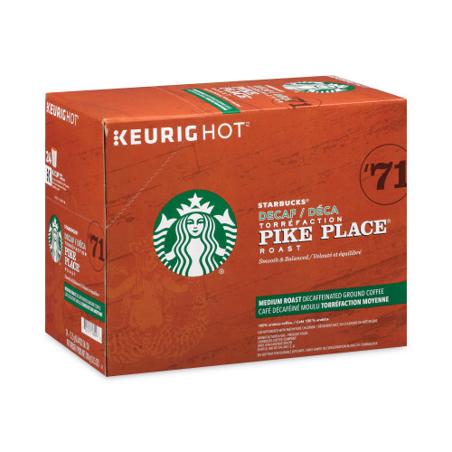 Starbucks Pike Place Decaf Coffee K-Cups Pack， 24/Box (011111161)