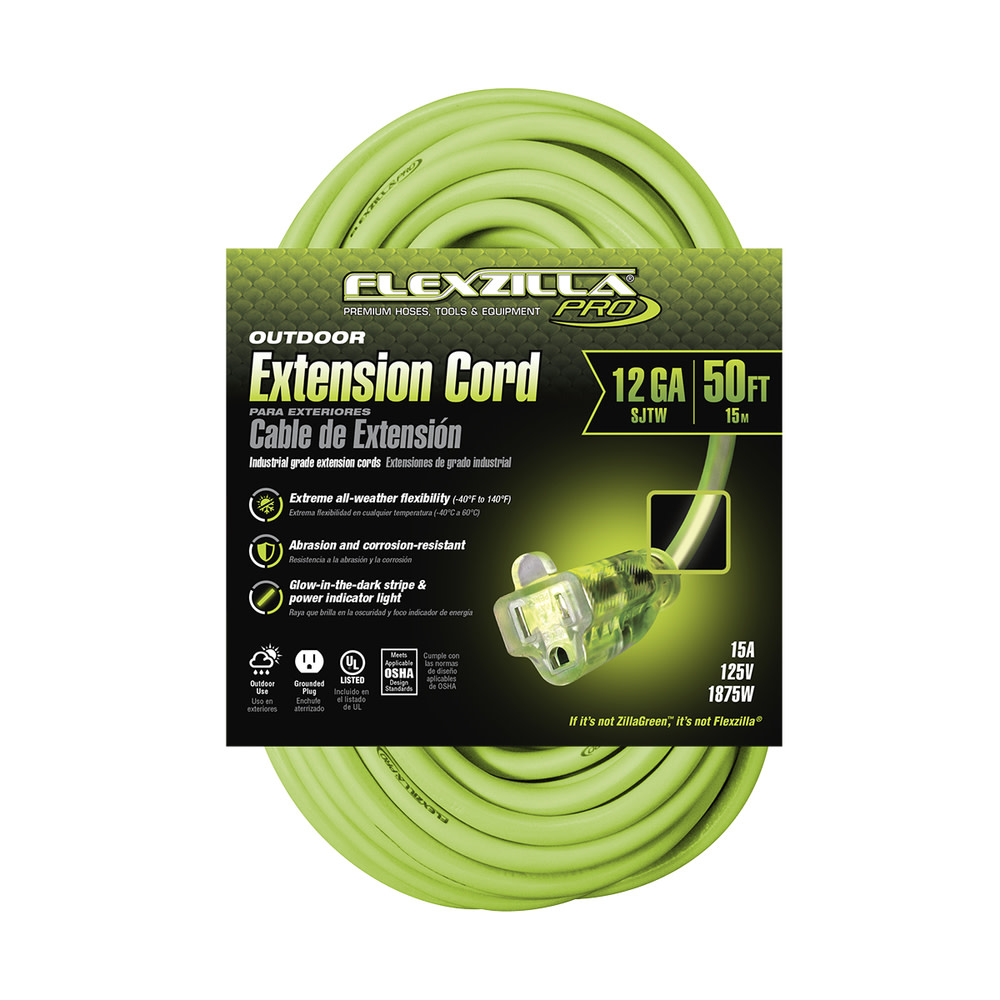 50 ft. Flexzilla® Pro Extension Cord， 12/3 AWG ;