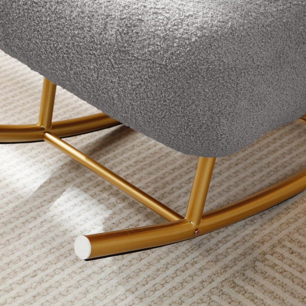 Modern Rocking Chair  Gold Metal Frame With Sherpa Seat  ampCylindrical Arms   Modern   Rocking Chairs   by Decor Love  Houzz