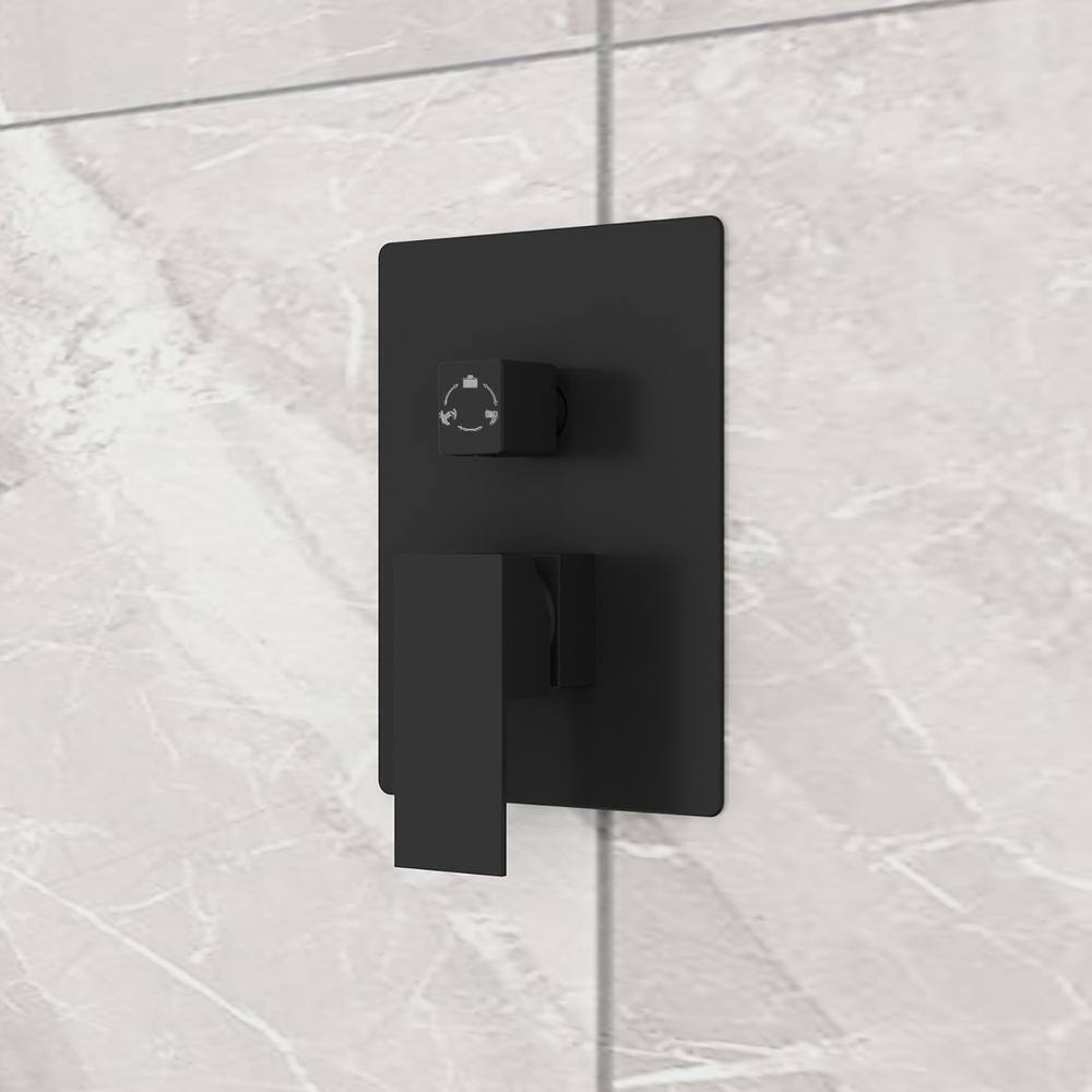 Kingdely Single-Handle 2-Spray with 2.5 GPM 10 in. Wall Mount Dual Top Shower Bath Shower Heads Set in Black with Valve LBB-KF020286-01