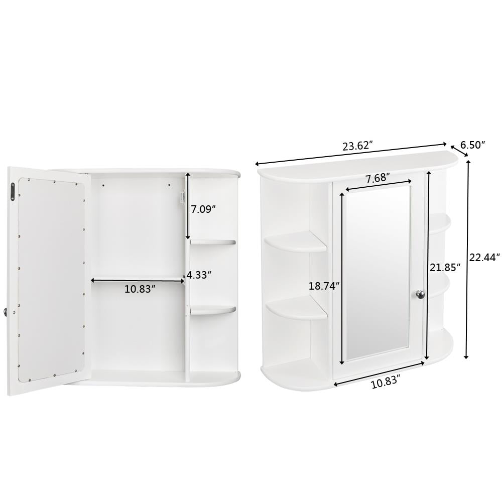 Ktaxon Wall Mounted Medicine Cabinet Bathroom Storage Cabinet Organizer with Mirror Door and Adjustable Shelf, White