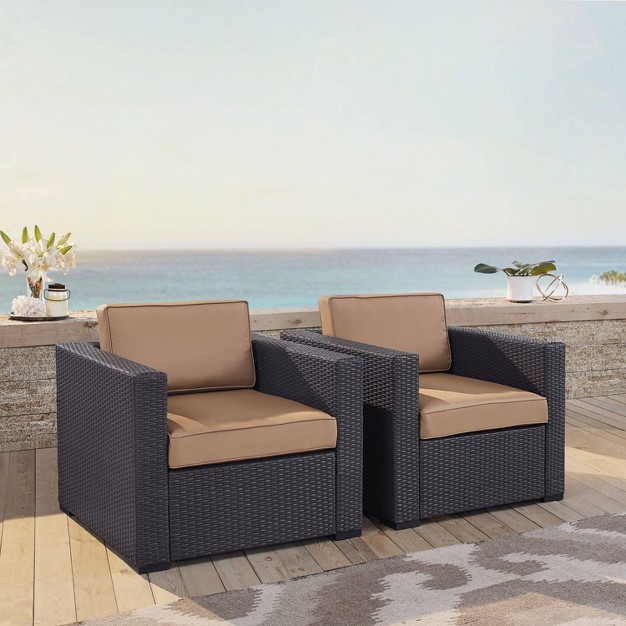 Biscayne 2pc Outdoor Wicker Chairs Mocha Crosley