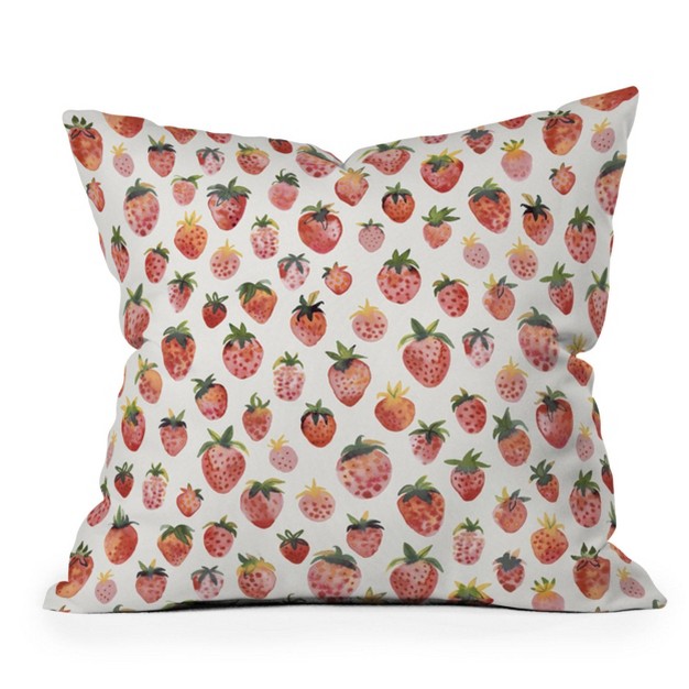 Ninola Design Strawberries Countryside Summer Outdoor Throw Pillow Red Deny Designs