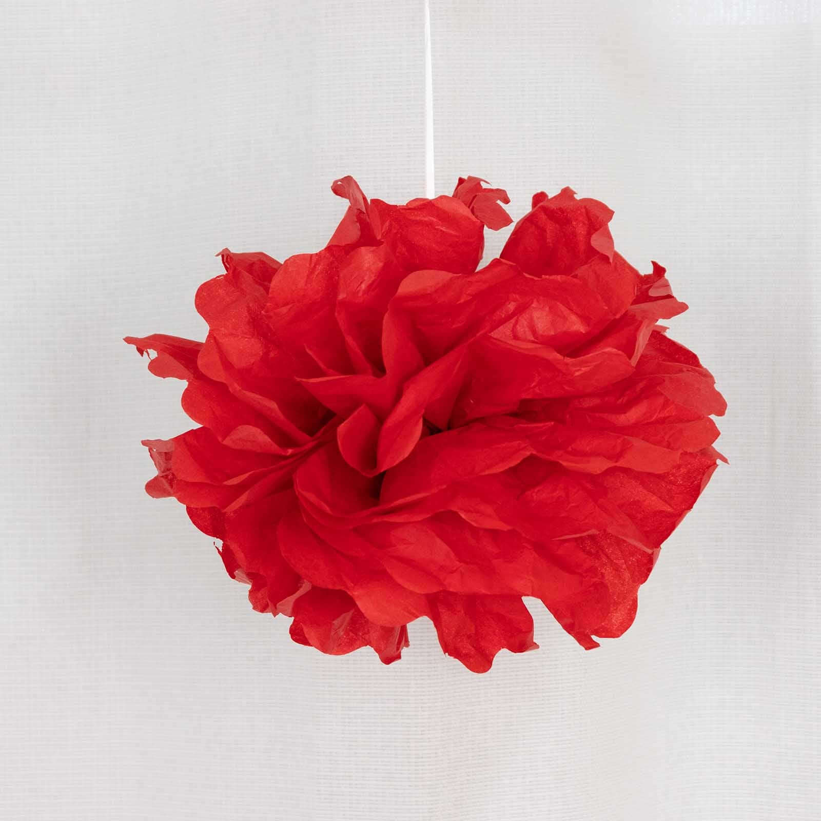 6 Pack Red Tissue Paper Pom Poms Flower Balls, Ceiling Wall Hanging Decorations - 10