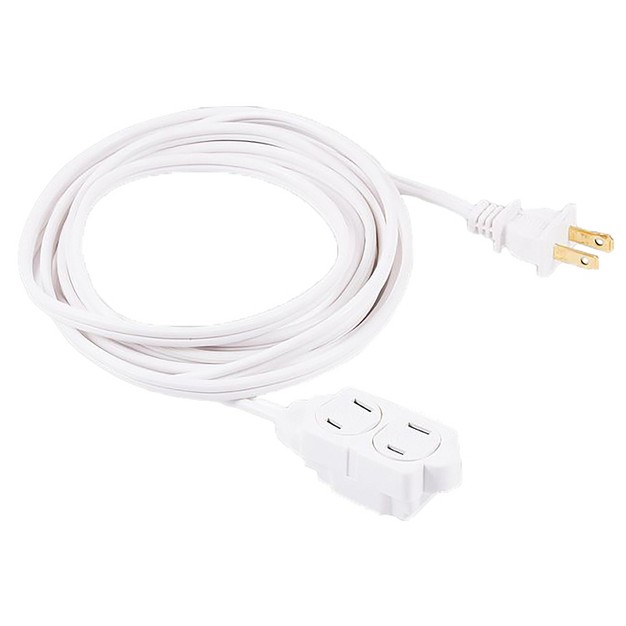 Ge 3 outlet Polarized Indoor Extension Cord With Twist to close Outlet Covers 6 Ft White 51937