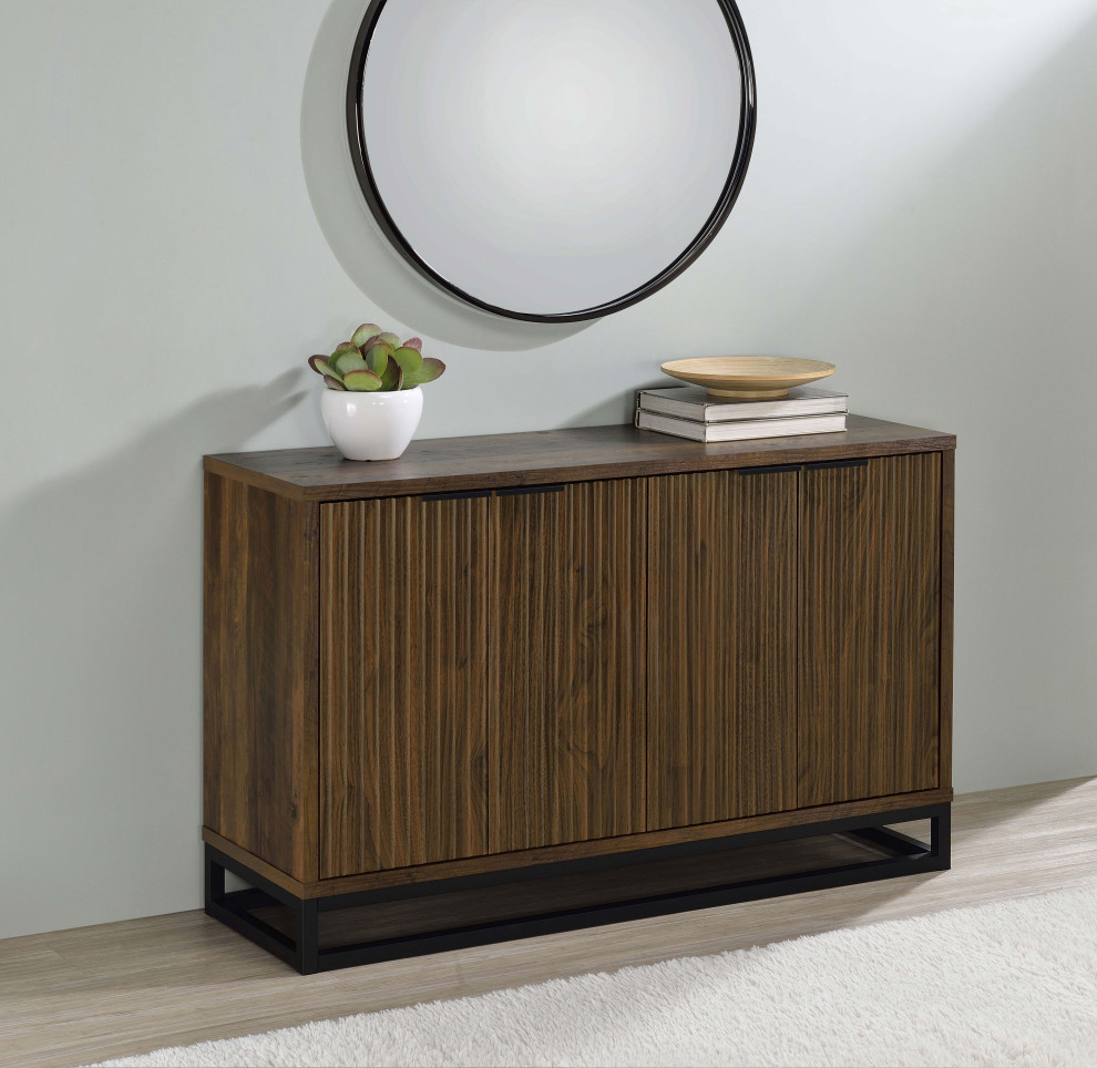 Ryatt 4 door Engineered Wood Accent Cabinet Dark Pine   Modern   Accent Chests And Cabinets   by Modon  Houzz