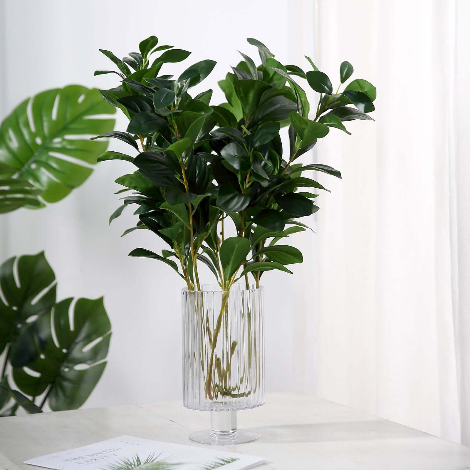 2 Stems Green Artificial Lemon Leaf Branches Faux Greenery Plant 26