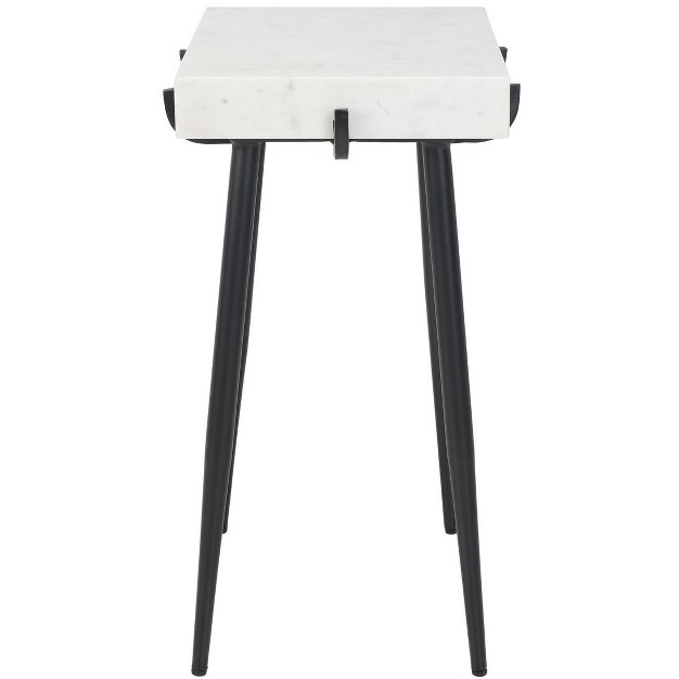 Yuki Stone Top Accent Table White Marble black Safavieh