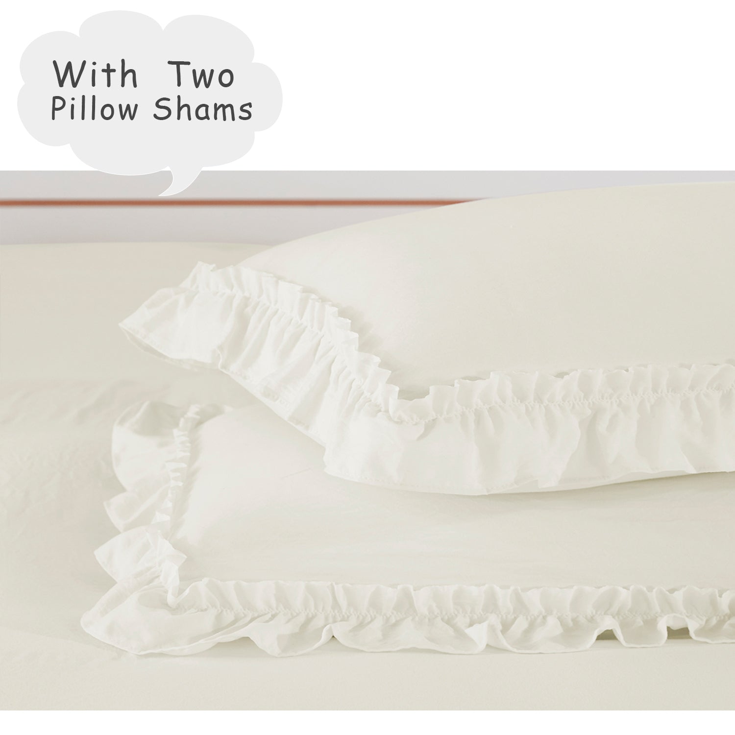 3 Piece Prewashed Fabric Chic Ruffle Duvet Cover Set