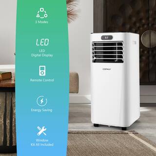 Costway 8000 BTU Portable Air Conditioner with Remote Control 3-in-1 Air Cooler with Drying in White FP10119US-WH