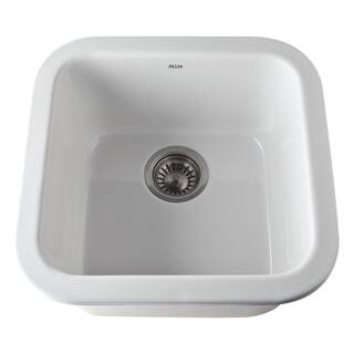 ROHL Allia Dual Mount Fireclay 18 in. Single Bowl Kitchen Sink in White 5927-00