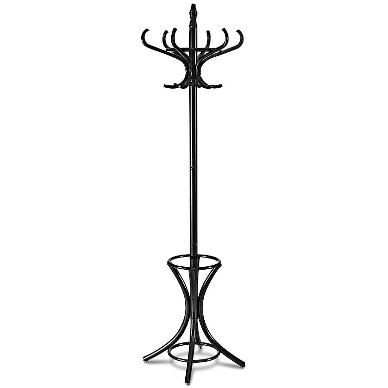 Wood Standing Hat Coat Rack with Umbrella Stand