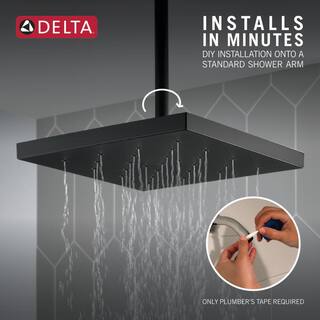 Delta 1-Spray Patterns 2.5 GPM 12 in. Wall Mount Fixed Shower Head with H2Okinetic in Matte Black 52161-BL25