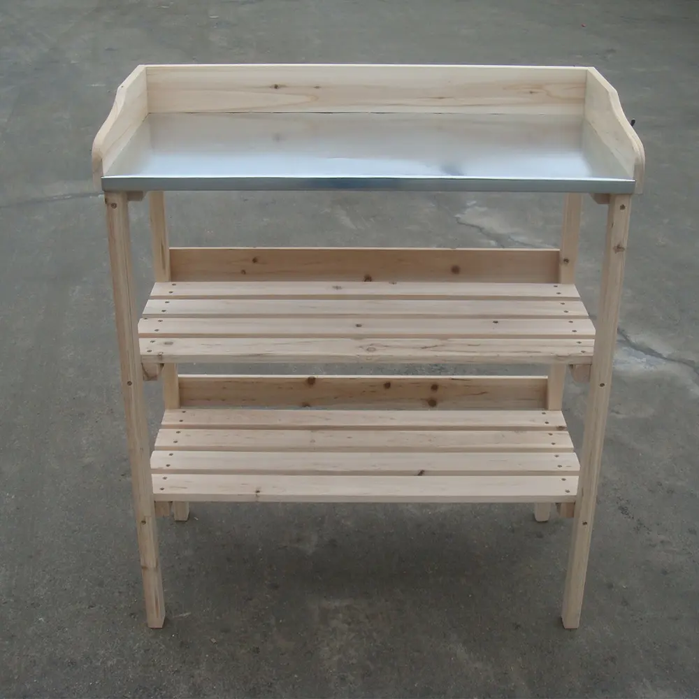 Factory direct supply garden potting table furniture natural gardening workbench potting bench table