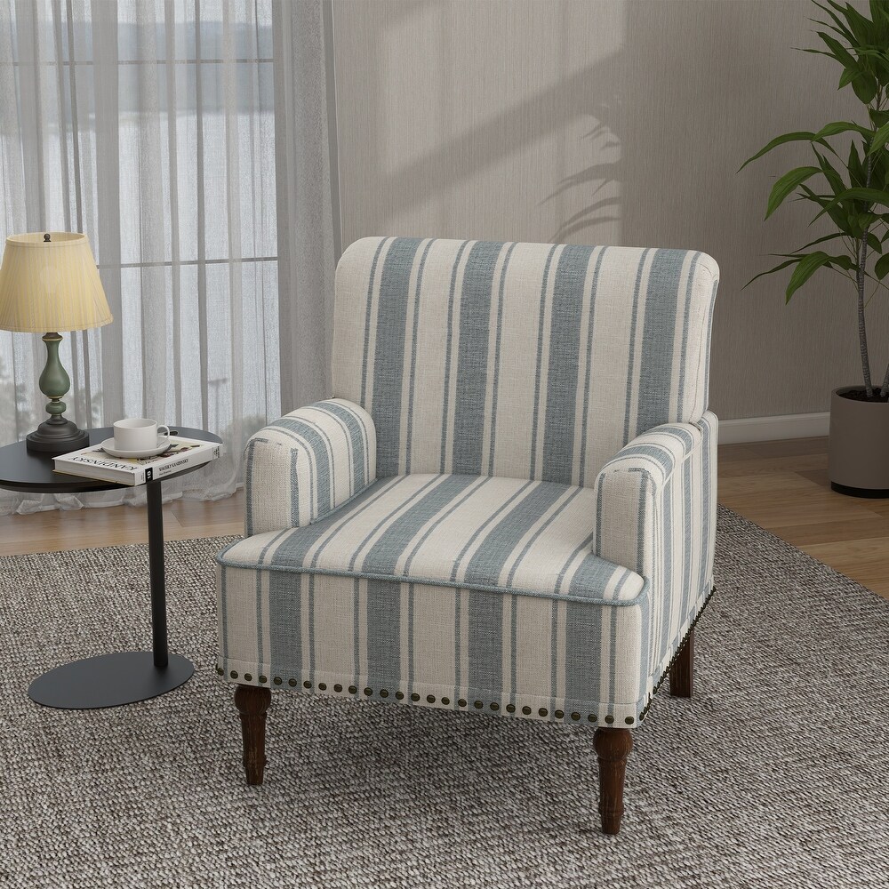 Upholstered Stripe Accent Chair Modern Armchair