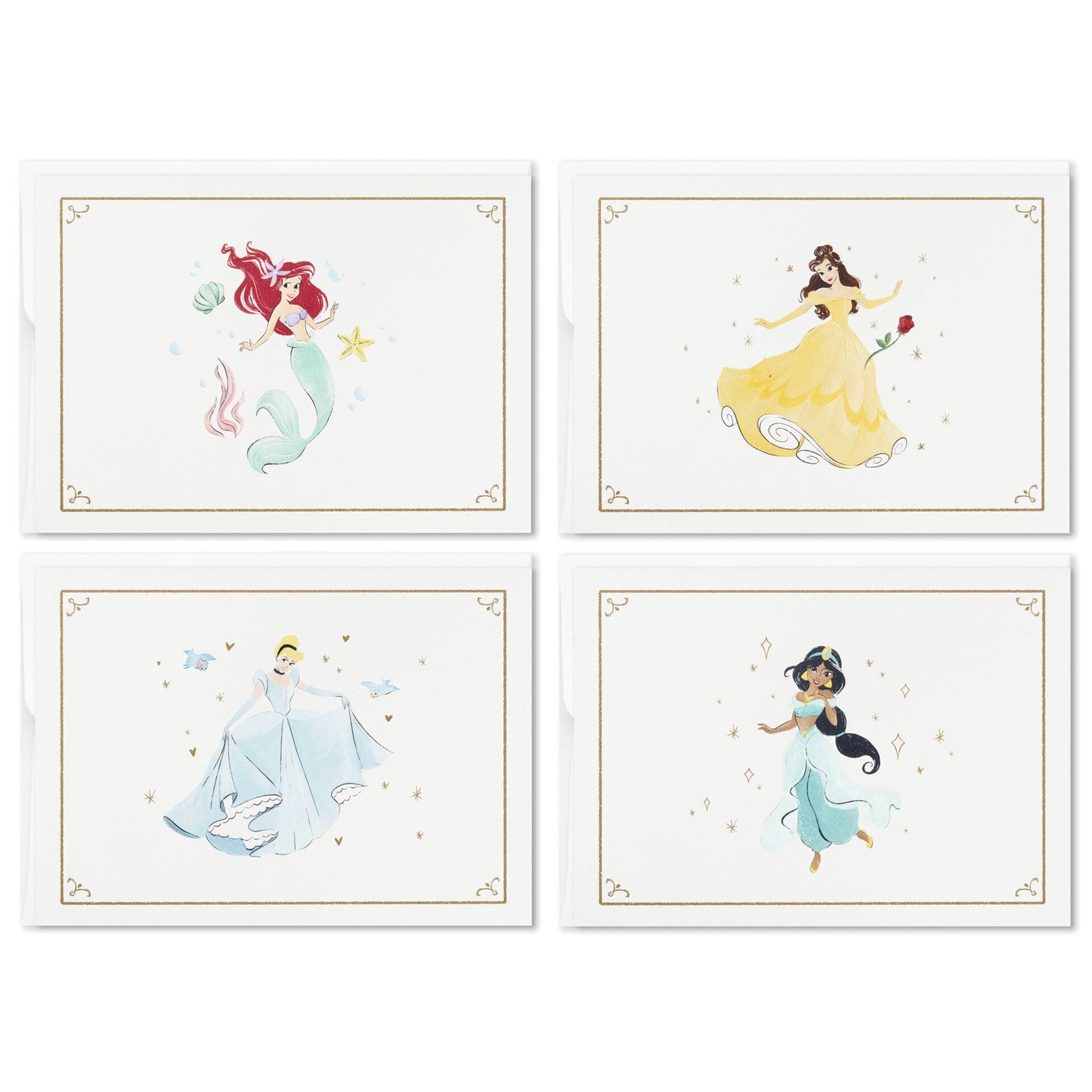 Hallmark  Disney Princess Assorted Boxed Blank Note Cards Multipack, Pack of 24