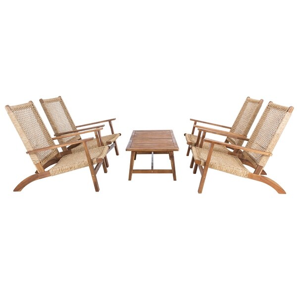 SAFAVIEH Outdoor Deven 5Piece Acacia Wood Coffee Set.