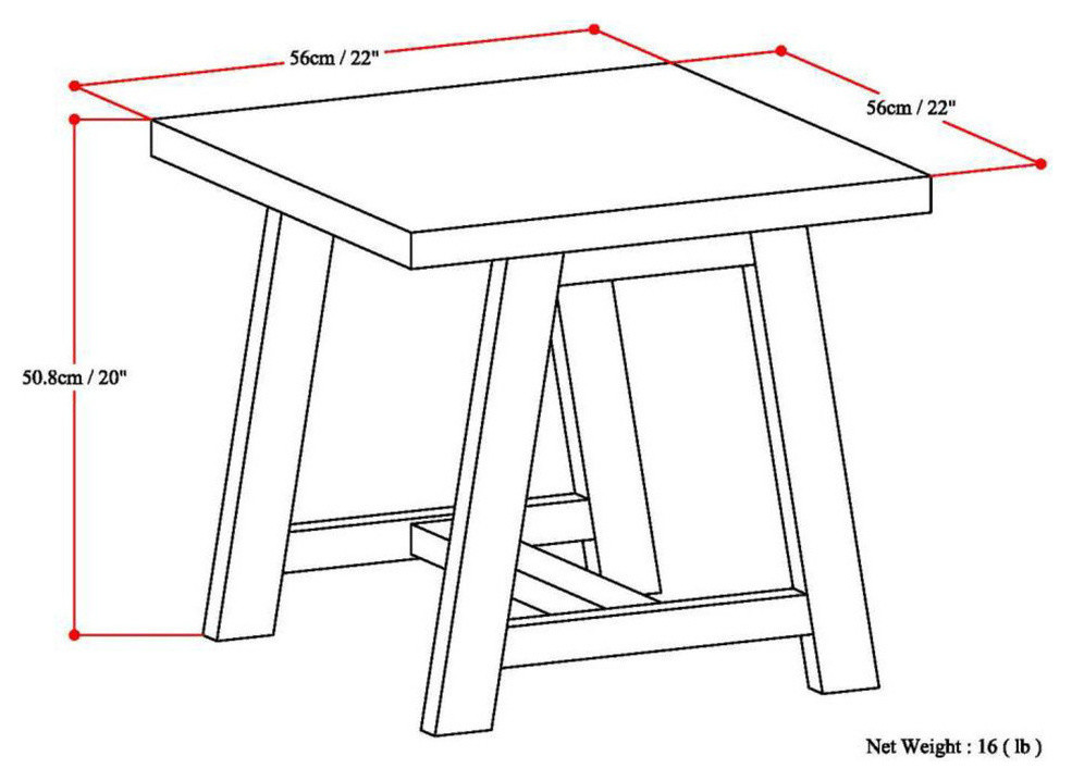 Sawhorse Solid Wood 22 quotwide Square Modern End Side Table   Transitional   Side Tables And End Tables   by Simpli Home Ltd.  Houzz