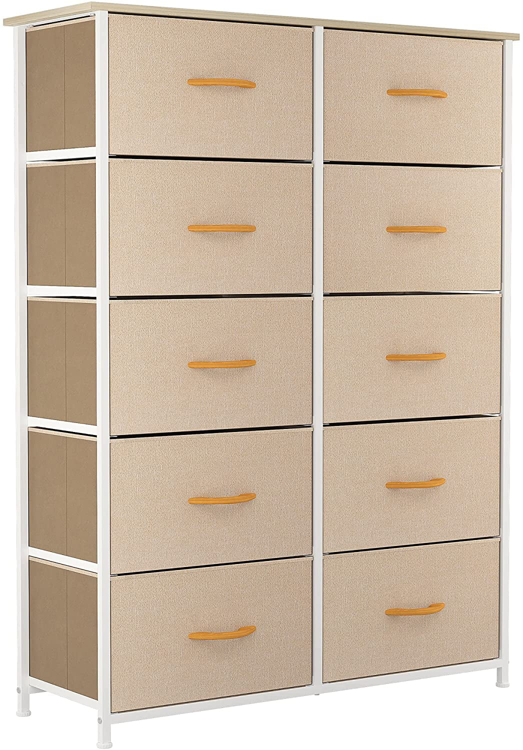 YITAHOME 10 Drawers Dresser Fabric Storage Tower Cabinet Bin Storage Organizer for Closets Bedrooms Kids Room, Beige