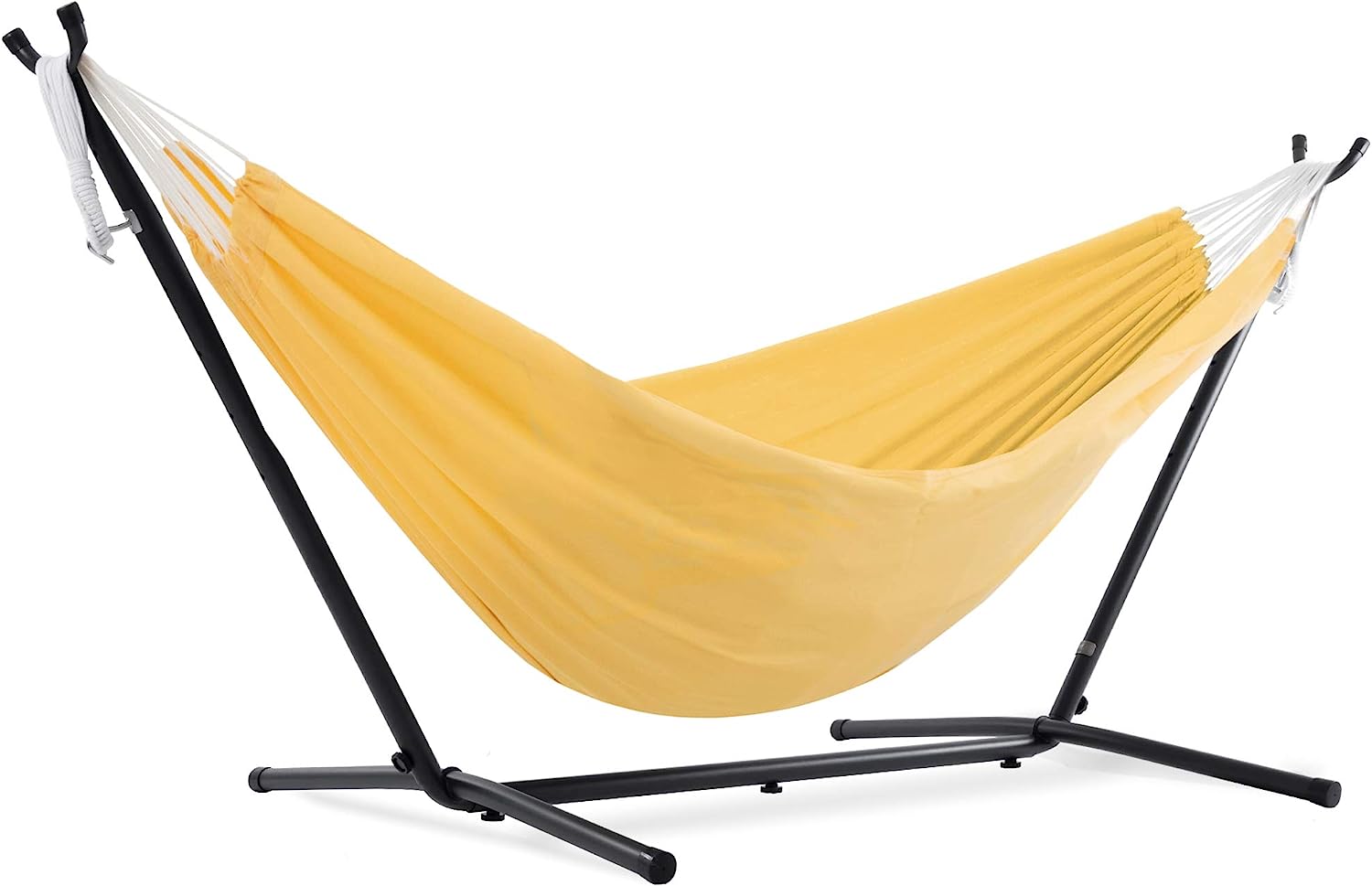 Double Cotton Hammock with Space Saving Steel Stand, Tropical (450 lb Capacity - Premium Carry Bag Included)