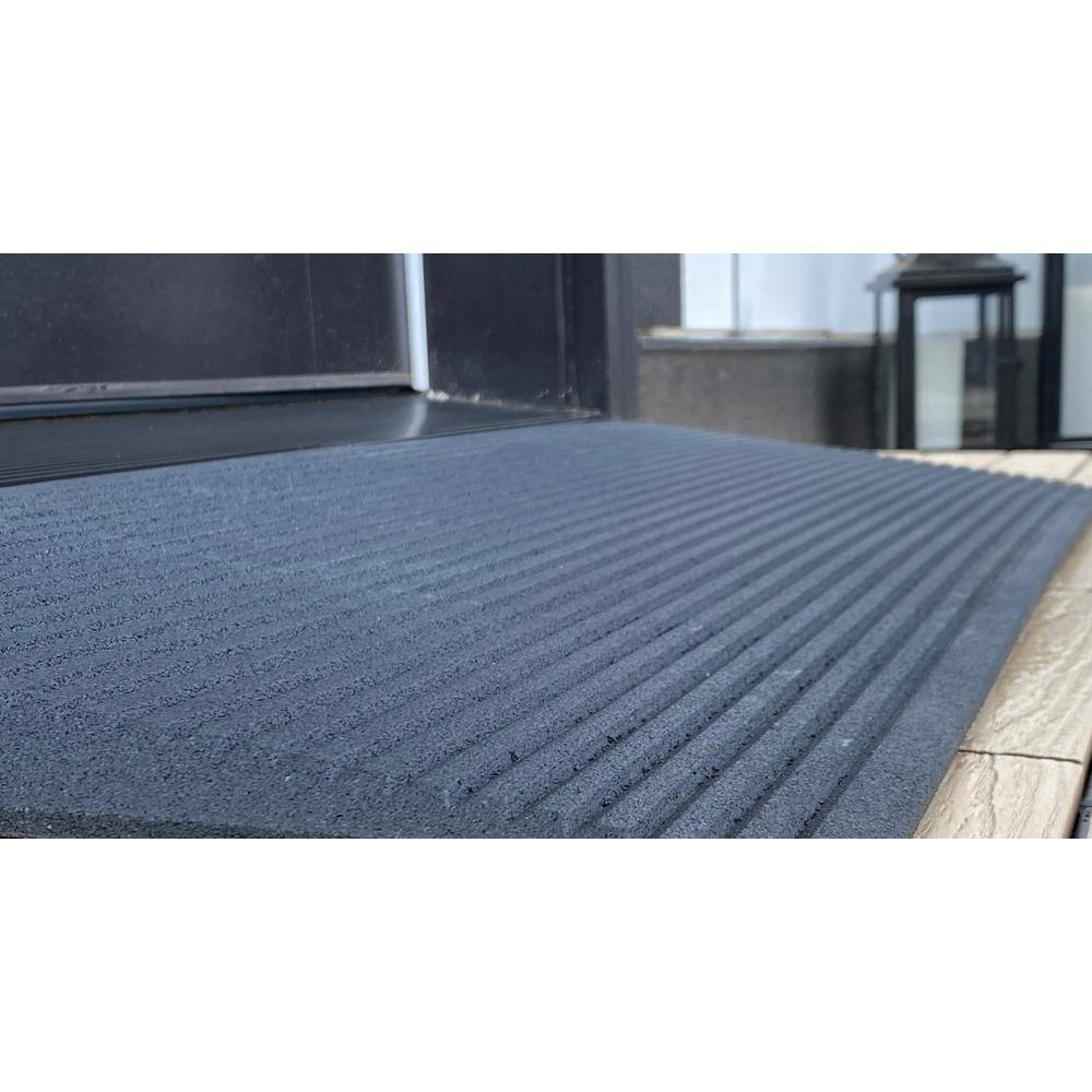 EZ-ACCESS TRANSITIONS 14 in. L x 40 in. W x 1.5 in. H Angled Entry Door Threshold Mat Grey Rubber TAEMGRY01 1.5