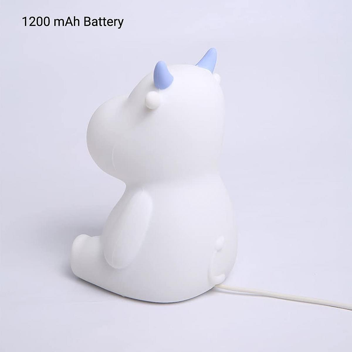 Cute Cow Night Light For Kids， Led Children Night Light Colour Changing Bedside Lamp Portable Animal Silicone Lamp， Usb Chargeable (blue)