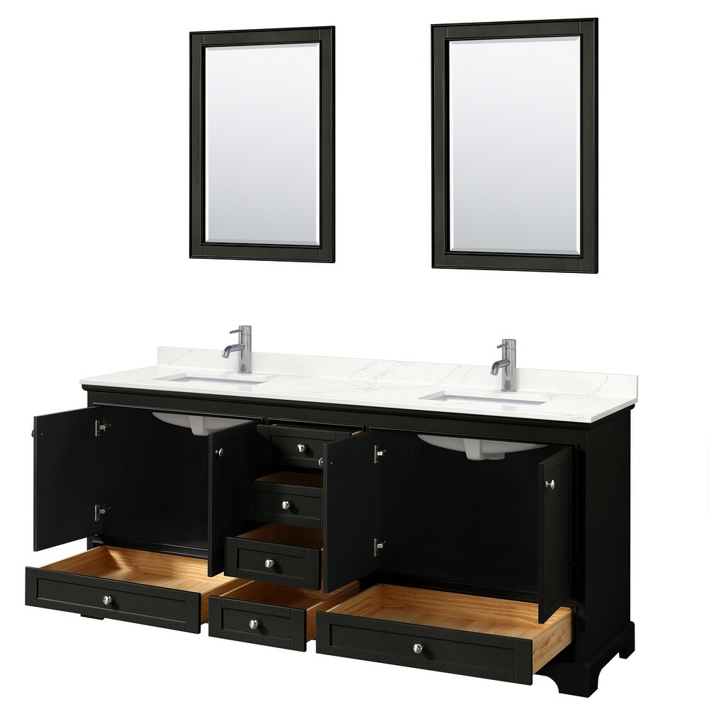 Deborah 80 inch Double Vanity  Quartz Top  24 inch Mirrors